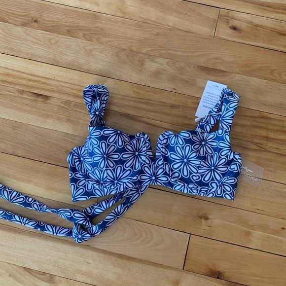 KENNY FLOWERS - THE TODOS SANTOS - BLUE V UNDERWIRE BIKINI TOP - SIZE M - Picture 2 of 10